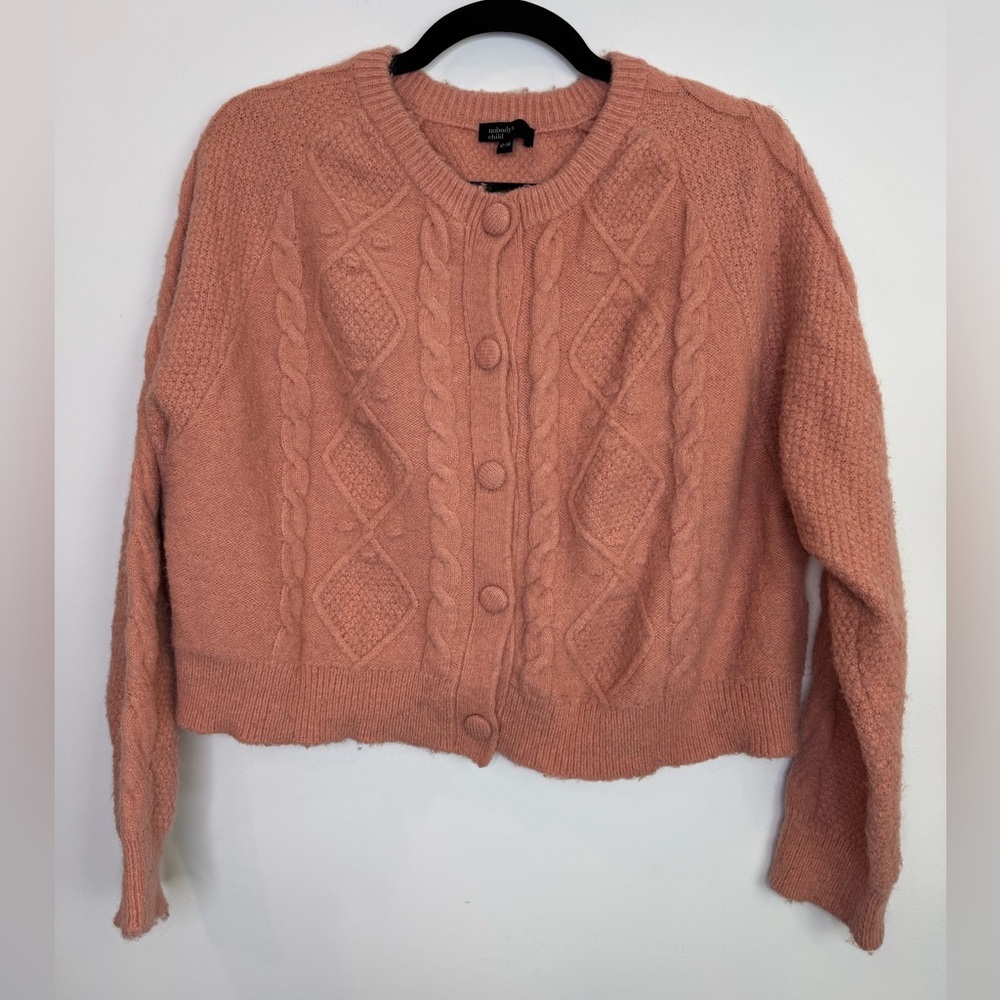 Nobody's child pink Pink Cable Knit Cardigan size 8 - 10